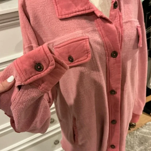 Free People | Pink Ruby Oversized Shirt Jacket size Small - Picture 6 of 15